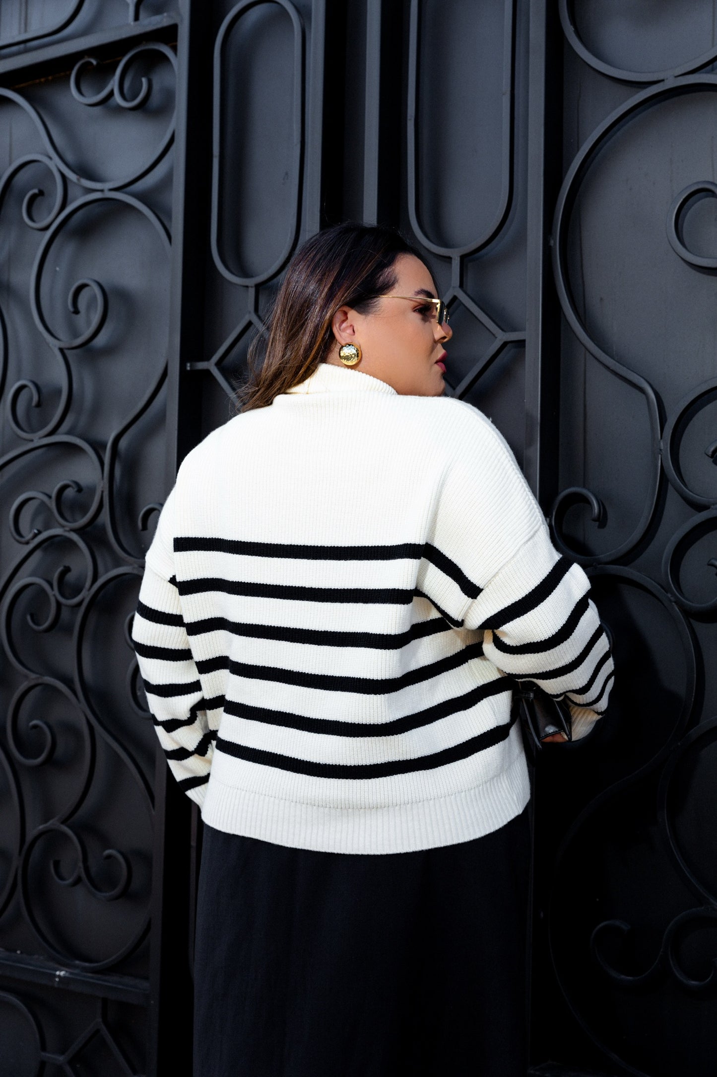 Oversized Turtleneck Striped Sweater