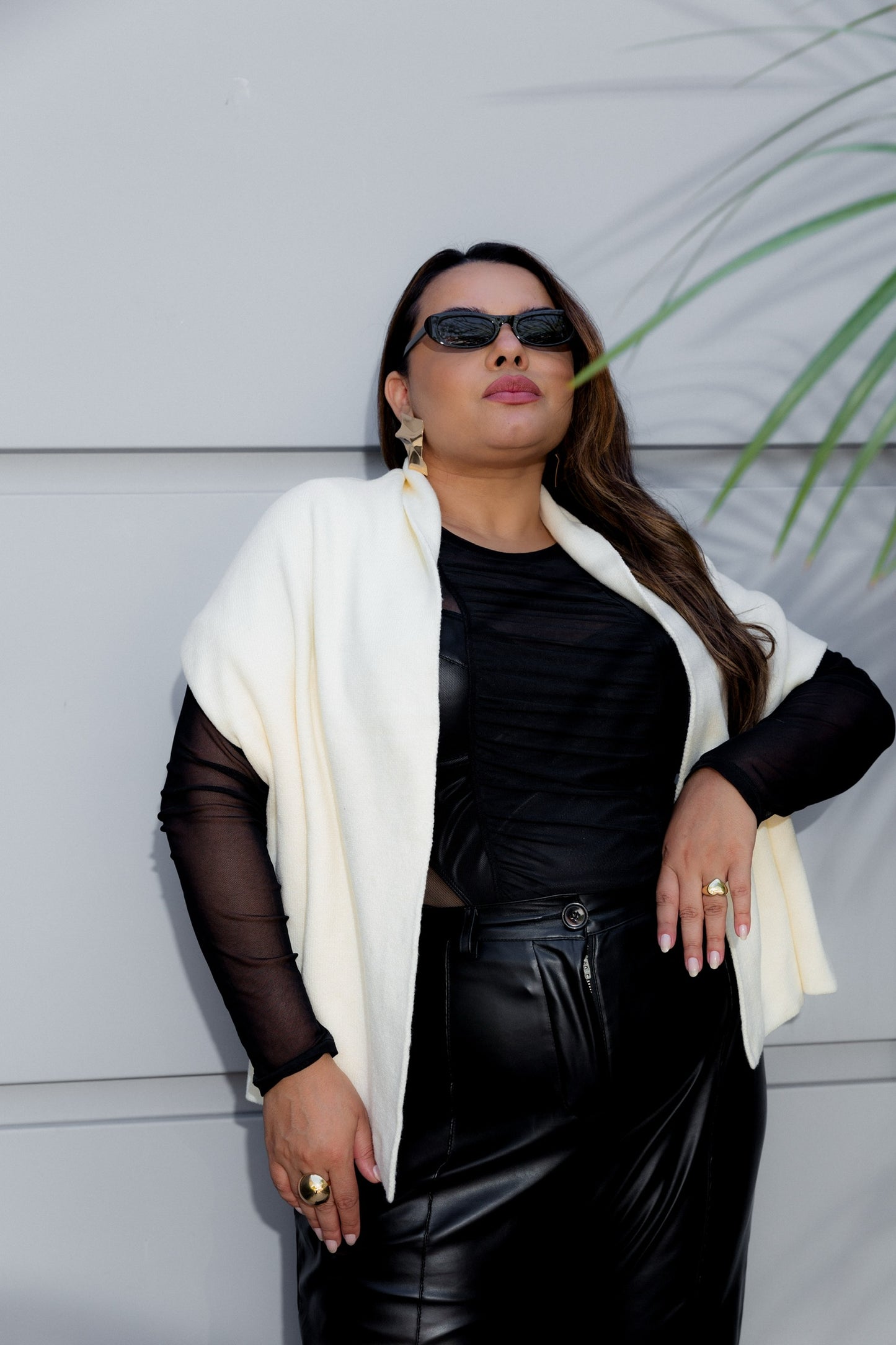 Women's oversized scarf, one size fits all Off-White