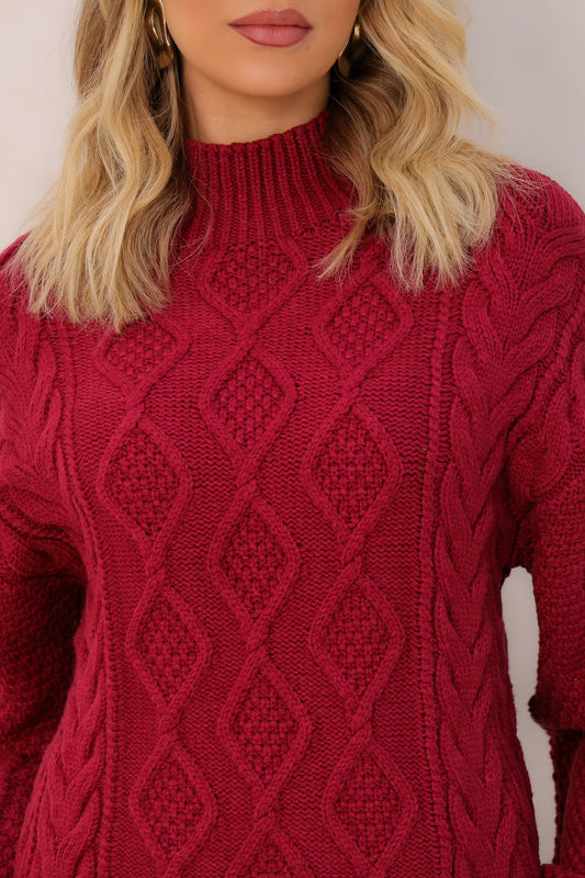 Suéter de malha com textura gola alta